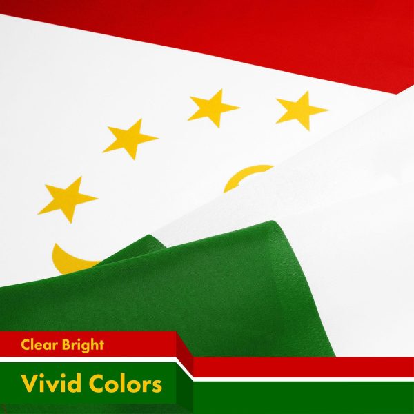 G128 Tajikistan Tajikistani Flag | 3x5 Ft | LiteWeave Pro Series Printed 150D Polyester | Country Flag, Indoor/Outdoor, Vibrant Colors, Brass Grommets, Thicker and More Durable Than 100D 75D Polyester - Image 3