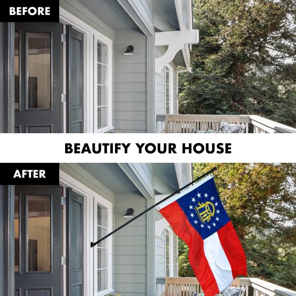 G128 Combo Pack: 5 Ft Tangle Free Aluminum Spinning Flagpole (Black) & Georgia GA State Flag 2.5x4 Ft, ToughWeave Series Embroidered 300D Polyester | Pole with Flag Included - Image 3