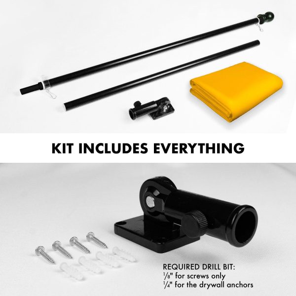 G128 Combo Pack: 5 Ft Tangle Free Aluminum Spinning Flagpole (Black) & Solid Golden Yellow Color Flag 2x3 Ft, LiteWeave Pro Series Printed 150D Polyester | Pole with Flag Included - Image 2
