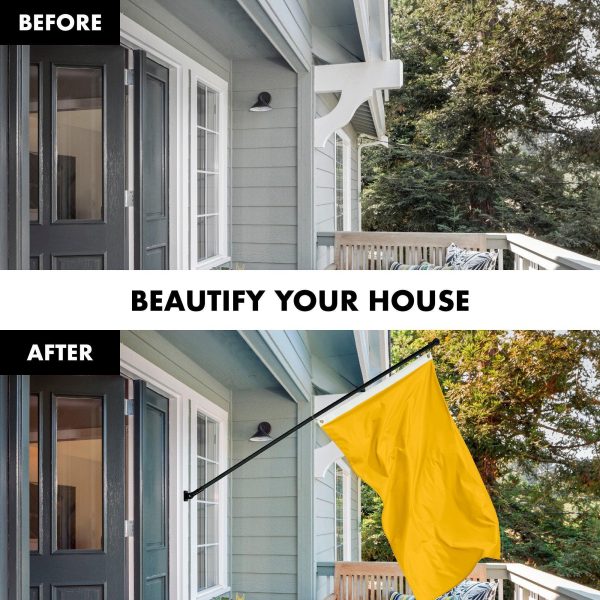 G128 Combo Pack: 5 Ft Tangle Free Aluminum Spinning Flagpole (Black) & Solid Golden Yellow Color Flag 2x3 Ft, LiteWeave Pro Series Printed 150D Polyester | Pole with Flag Included - Image 3