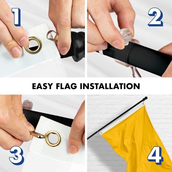 G128 Combo Pack: 5 Ft Tangle Free Aluminum Spinning Flagpole (Black) & Solid Golden Yellow Color Flag 2x3 Ft, LiteWeave Pro Series Printed 150D Polyester | Pole with Flag Included - Image 7