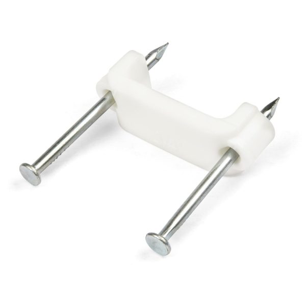 StarTech.com 100 Pack Cable Clips with Nails - Two Steel Nails - Reusable Nail-in Clamps - Cord Mounting Clips/Fasteners/Tacks White - TAA - Image 2