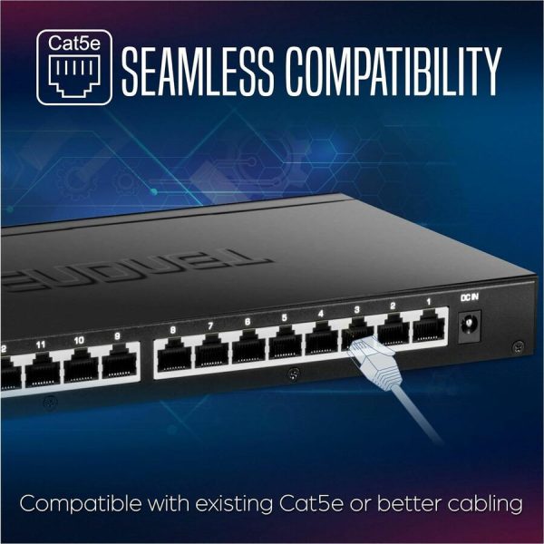 TRENDnet 16-Port Unmanaged 2.5G Desktop Network Ethernet Switch, TEG-S3160, 16 x 2.5Gb RJ-45 Ports, 80Gbps Switching Capacity, NDAA TAA Compliant, Lifetime Protection, Black - Image 9