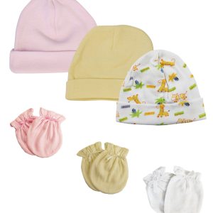 Baby Girl Infant Caps And Mittens (pack Of 6) Nc_0324