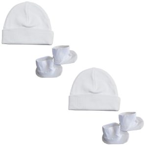 Cap & Bootie Set - White (pack Of 2) 029-2-packs