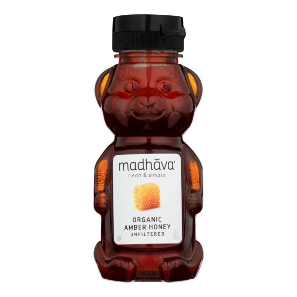 Madhava Honey Organic Honey Bear - Case of 6 - 12 oz.