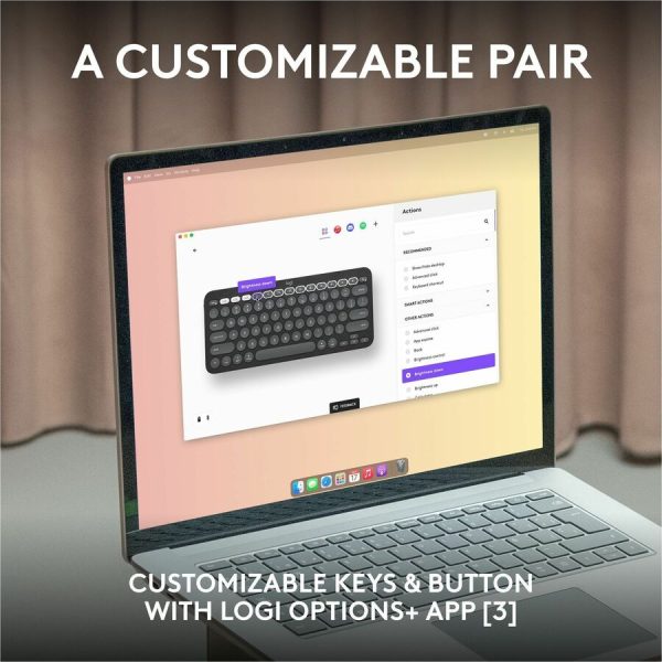 Logitech Pebble 2 Combo for Mac, Wireless Keyboard and Mouse, Slim, Quiet and Portable, Customizable, Tonal Graphite - Image 4