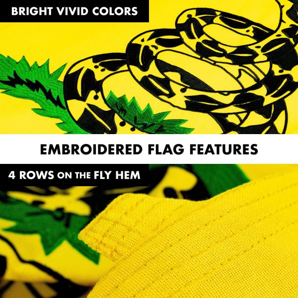 G128 Flag Pole 5 FT Black Tangle Free & Gadsden Flag 2.5x4 FT Combo Embroidered Spun Polyester - Image 5