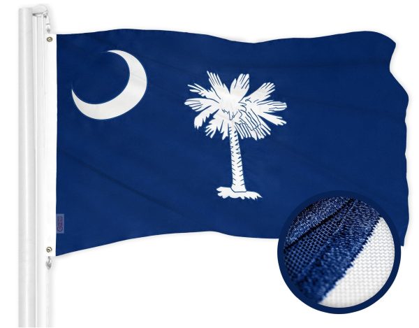 G128 Combo Pack: USA American Flag 3x5 Ft Embroidered Stars & South Carolina State Flag 3x5 Ft Embroidered - Image 2