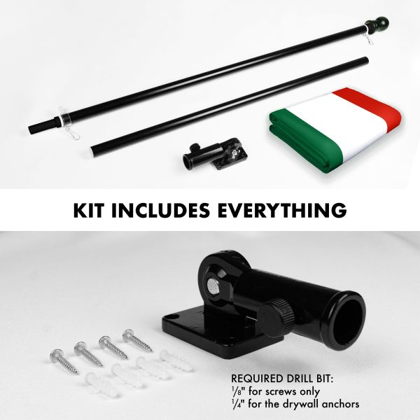 G128 Combo Pack: 6 Ft Tangle Free Spinning Flagpole (Black) & Hungary Flag 3x5 Ft Printed 150D Polyester, Brass Grommets (Flag Included) Aluminum Flag Pole - Image 2