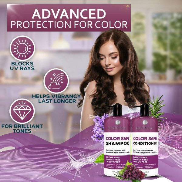 Color Safe Shampoo and Conditioner Set   For Protecting Dyed and Treated Hair Against Fading   Sulfate and Paraben Free Anti Fade Moisturizing Care Products to Protect Women and Men   With Rosemary - Image 2