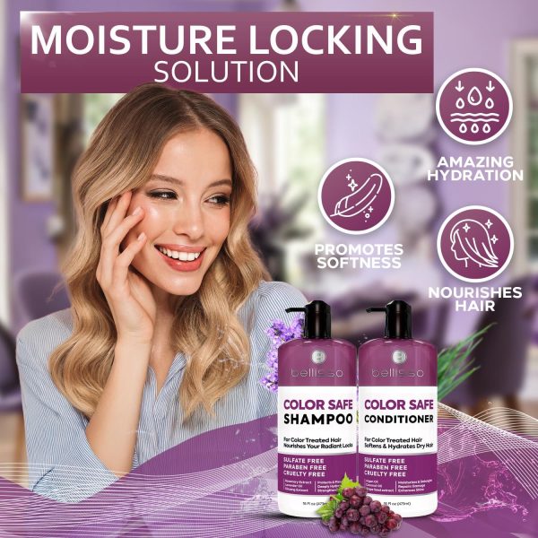 Color Safe Shampoo and Conditioner Set   For Protecting Dyed and Treated Hair Against Fading   Sulfate and Paraben Free Anti Fade Moisturizing Care Products to Protect Women and Men   With Rosemary - Image 5