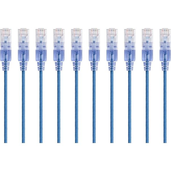 Monoprice 10-Pack, SlimRun Cat6A Ethernet Network Patch Cable, 3ft Blue