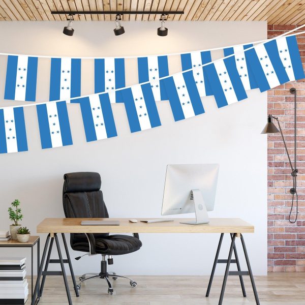 G128 Honduras 	Honduran Bunting Banner | Flag 8.2 x 5.5 Inch, Full String 33 Feet | Printed 150D Polyester, Decorations For Bar, School, Festival Events Celebration - Image 3