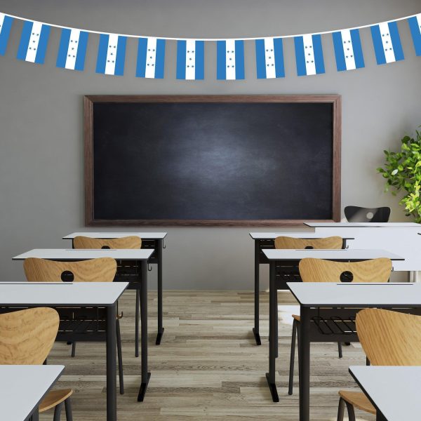 G128 Honduras 	Honduran Bunting Banner | Flag 8.2 x 5.5 Inch, Full String 33 Feet | Printed 150D Polyester, Decorations For Bar, School, Festival Events Celebration - Image 4