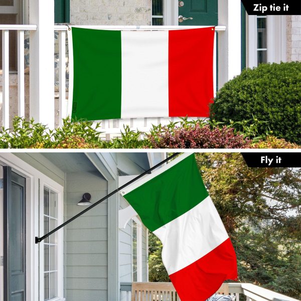 G128 Combo Pack: 6 Ft Tangle Free Aluminum Spinning Flagpole (Black) & Italy Italian Flag 3x5 Ft, LiteWeave Pro Series Printed 150D Polyester, 4 Corner Brass Grommets | Pole with Flag Included - Image 3