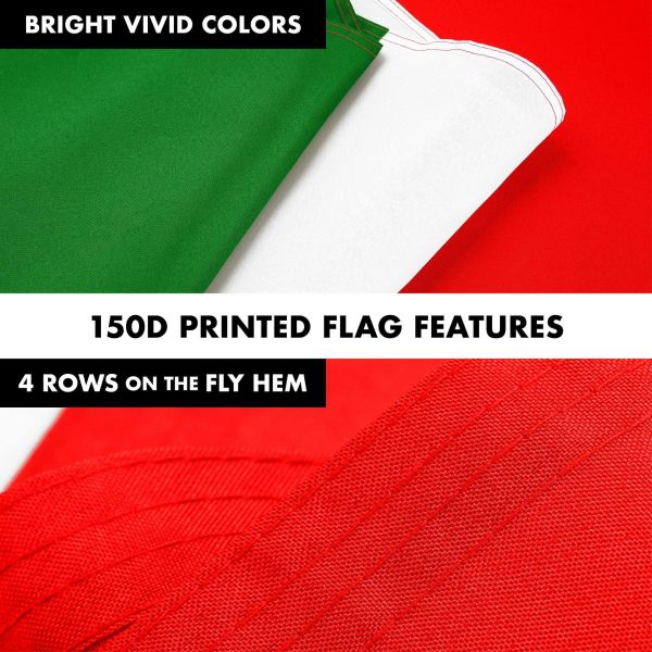 G128 Combo Pack: 6 Ft Tangle Free Aluminum Spinning Flagpole (Black) & Italy Italian Flag 3x5 Ft, LiteWeave Pro Series Printed 150D Polyester, 4 Corner Brass Grommets | Pole with Flag Included - Image 5