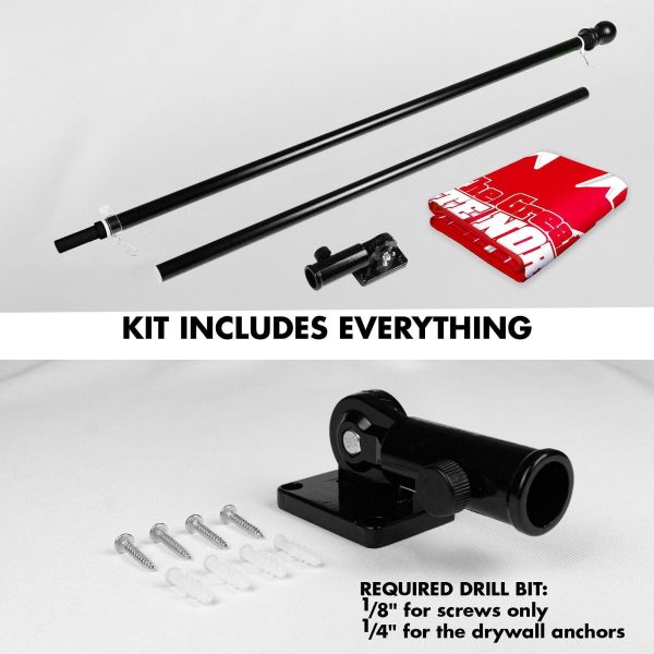 G128 Combo Pack: 6 Ft Tangle Free Aluminum Spinning Flagpole (Black) & Canada Canadian The Great White North Flag 3x5 Ft, LiteWeave Pro Series Printed 150D Polyester | Pole with Flag Included - Image 2