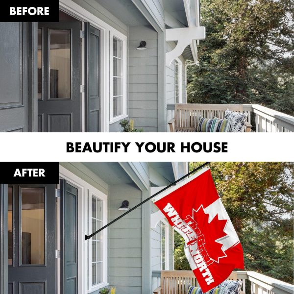 G128 Combo Pack: 6 Ft Tangle Free Aluminum Spinning Flagpole (Black) & Canada Canadian The Great White North Flag 3x5 Ft, LiteWeave Pro Series Printed 150D Polyester | Pole with Flag Included - Image 3