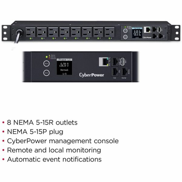 CyberPower PDU41001 Single Phase 100 - 120 VAC 15A Switched PDU - Image 2