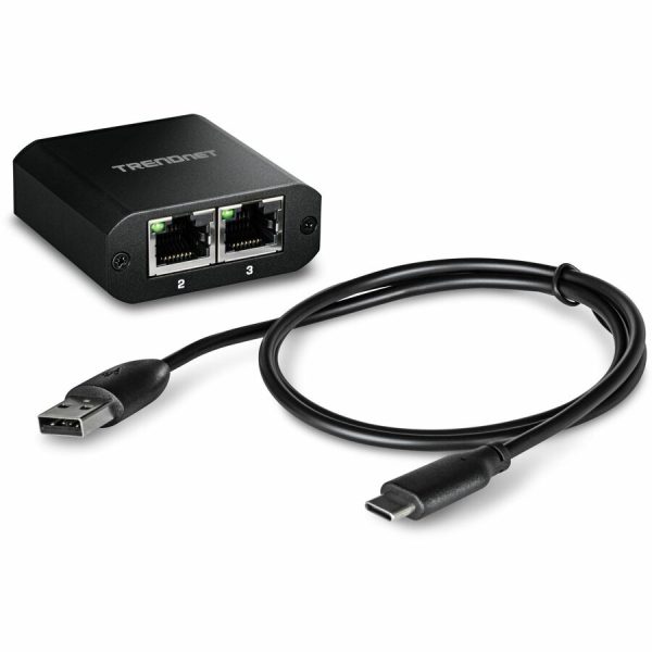 TRENDnet 2-Port Gigabit Splitter with USB Type C Power, TEG-102S, Splits One Network Connection Into Two, USB Type C Power Cable Included, NDAA & TAA Compliant - Image 2