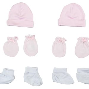 Girls Cap, Booties And Mittens 6 Piece  Set Ls_0052