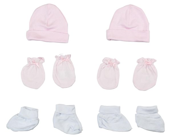 Girls Cap, Booties And Mittens 6 Piece  Set Ls_0052