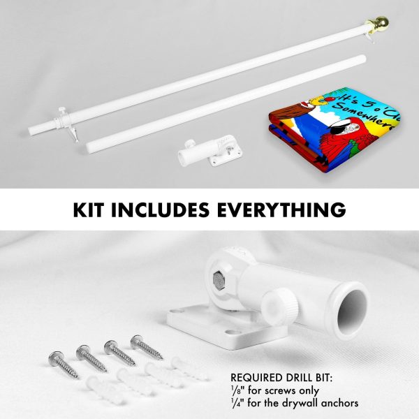G128 Combo Pack: Flag Pole 6 FT White Tangle Free & It's 5 O'Clock Somewhere Flag 3x5 FT Printed 150D Polyester - Image 2