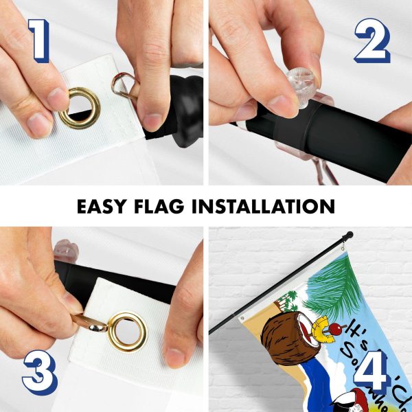 G128 Combo Pack: Flag Pole 6 FT White Tangle Free & It's 5 O'Clock Somewhere Flag 3x5 FT Printed 150D Polyester - Image 7