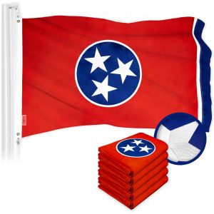 G128 5 Pack: Tennessee TN State Flag | 2.5x4 Ft | ToughWeave Series Embroidered 300D Polyester | Embroidered Design, Indoor/Outdoor, Brass Grommets