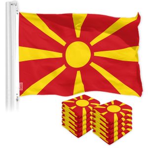 G128 10 Pack: Macedonia Macedonian Flag | 3x5 Ft | LiteWeave Pro Series Printed 150D Polyester | Country Flag, Vibrant Colors, Brass Grommets, Thicker and More Durable Than 100D 75D Polyester