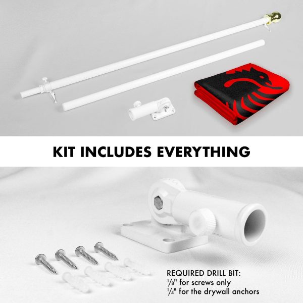 G128 Combo Pack: 6 Feet Tangle Free Spinning Flagpole (White) Albania Flag 3x5 ft Printed 150D Brass Grommets (Flag Included) Aluminum Flag Pole - Image 2