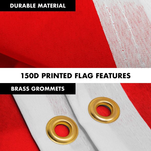 G128 Combo Pack: 6 Feet Tangle Free Spinning Flagpole (White) Albania Flag 3x5 ft Printed 150D Brass Grommets (Flag Included) Aluminum Flag Pole - Image 4