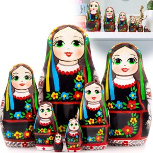 AEVVV Matryoshka Dolls Set of 7 pcs Nesting Dolls in Ukrainian Vyshyvanka for Women Baboushka Nesting Dolls in Ukrainian Traditional Costume