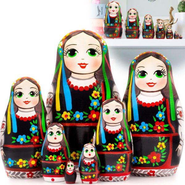 AEVVV Matryoshka Dolls Set of 7 pcs   Nesting Dolls in Ukrainian Vyshyvanka for Women   Baboushka Nesting Dolls in Ukrainian Traditional Costume