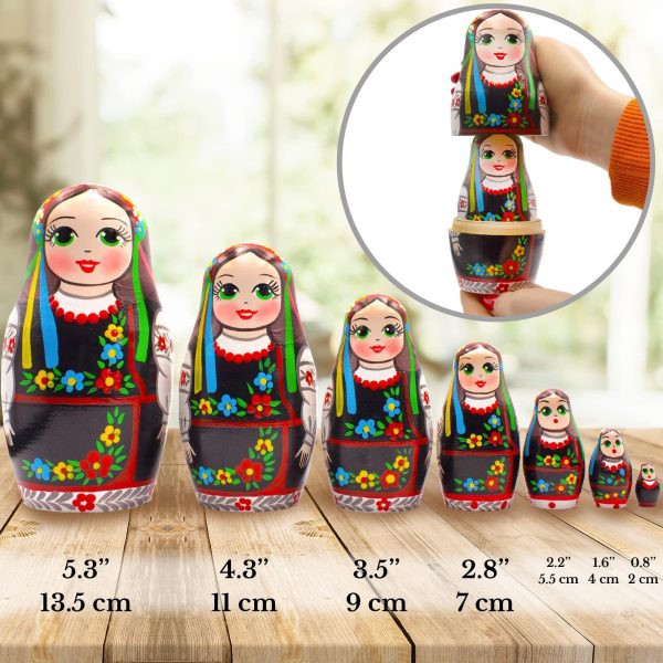 AEVVV Matryoshka Dolls Set of 7 pcs   Nesting Dolls in Ukrainian Vyshyvanka for Women   Baboushka Nesting Dolls in Ukrainian Traditional Costume - Image 3