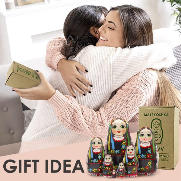 AEVVV Matryoshka Dolls Set of 7 pcs   Nesting Dolls in Ukrainian Vyshyvanka for Women   Baboushka Nesting Dolls in Ukrainian Traditional Costume - Image 6