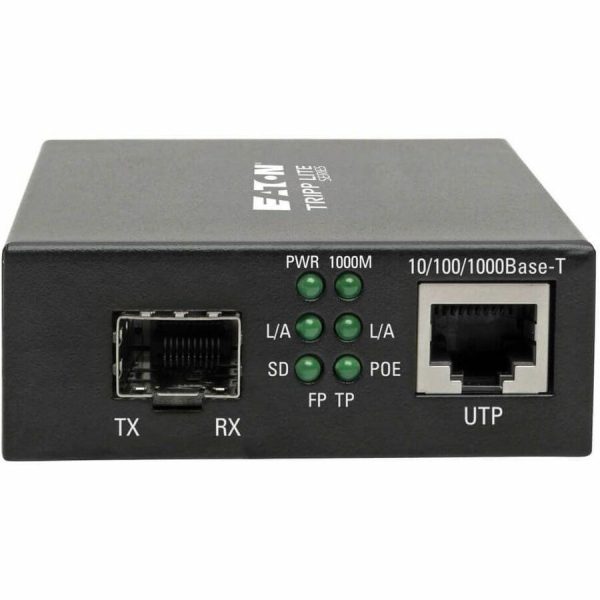 Eaton Tripp Lite Series Gigabit SFP Fiber to Ethernet Media Converter, POE+, International Power Cables, 10/100/1000 Mbps - Image 3