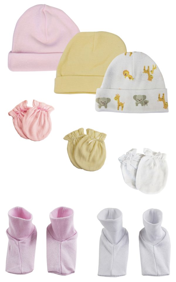 Baby Girls Caps, Booties And Mittens (pack Of 8) Nc_0385