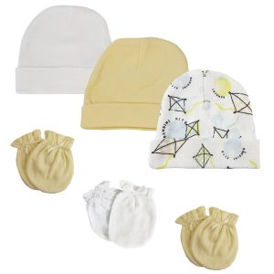 Baby Boy, Baby Girl, Unisex Infant Caps And Mittens (pack Of 6) Nc_0329