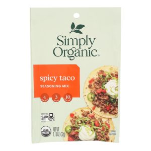 Simply Organic Spicy Taco Seasoning Mix - Case of 12 - 1.13 oz.