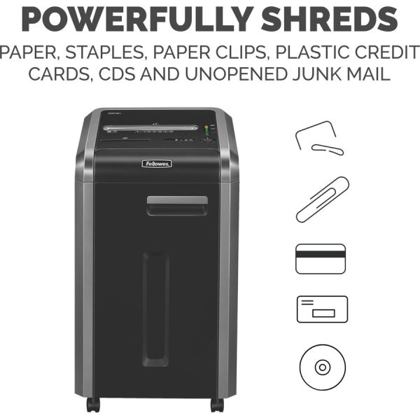 Fellowes® 225Ci Paper Shredder | 100% Jam Proof, 22-Sheet, Cross-Cut Security, Commercial Grade | 3825001 Model, Black - Image 6