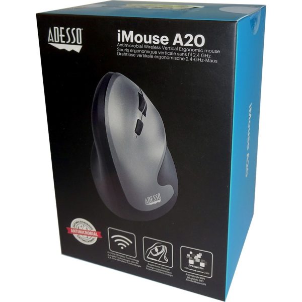 Adesso Antimicrobial Wireless Vertical Ergonomic Mouse - Image 7