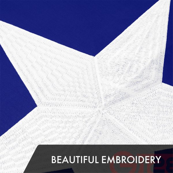 G128 Combo Pack: American USA Flag 5x8 Ft & Texas TX State Flag 5x8 Ft | Both ToughWeave Series Embroidered 300D Polyester, Embroidered Design, Indoor/Outdoor, Brass Grommets - Image 4