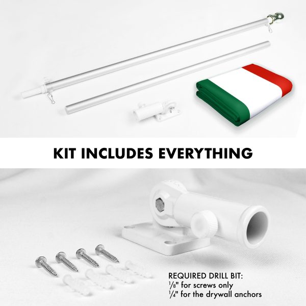 G128 Combo Pack: 6 Ft Tangle Free Spinning Flagpole (Silver) & Hungary Flag 3x5 Ft Printed 150D Polyester, Brass Grommets (Flag Included) Aluminum Flag Pole - Image 2