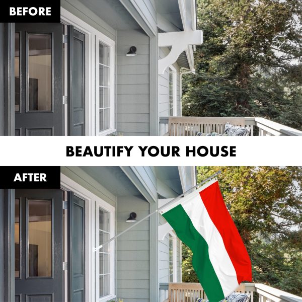 G128 Combo Pack: 6 Ft Tangle Free Spinning Flagpole (Silver) & Hungary Flag 3x5 Ft Printed 150D Polyester, Brass Grommets (Flag Included) Aluminum Flag Pole - Image 3