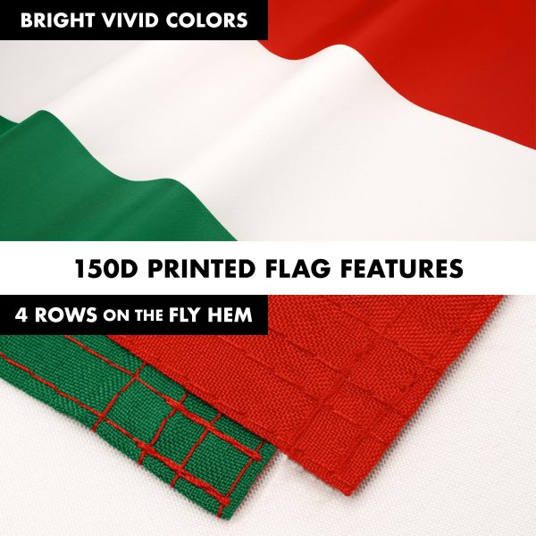 G128 Combo Pack: 6 Ft Tangle Free Spinning Flagpole (Silver) & Hungary Flag 3x5 Ft Printed 150D Polyester, Brass Grommets (Flag Included) Aluminum Flag Pole - Image 5