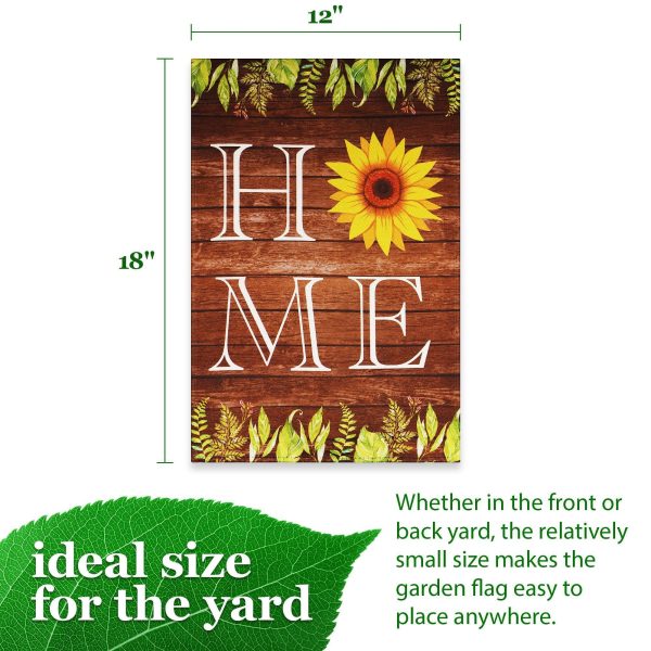 G128 Garden Flag Home Sunflower on Rustic Wood | 12x18 Inch | Printed Blockout Polyester - Summer Decoration - Image 4