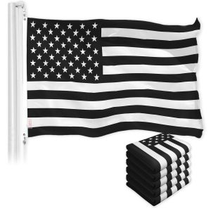 USA Black and White Flag 3x5 Ft 5-Pack 150D Printed Polyester By G128