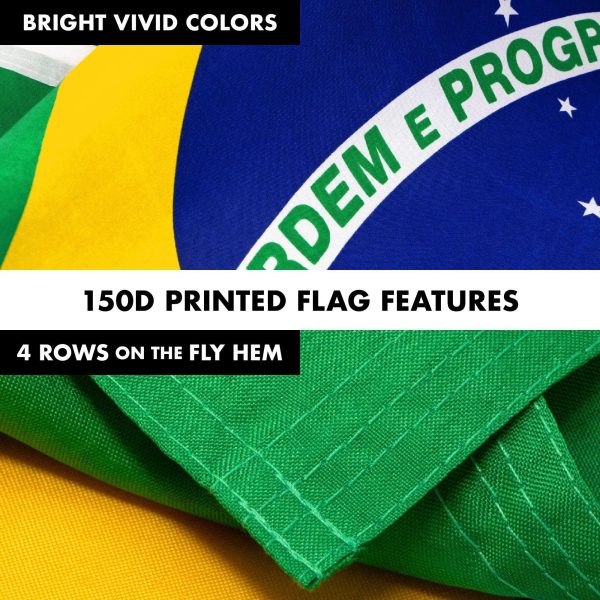 G128 Combo Pack: 6 Feet Tangle Free Spinning Flagpole (Black) Brazil Brazilian Flag 3x5 ft Printed 150D Brass Grommets (Flag Included) Aluminum Flag Pole - Image 5